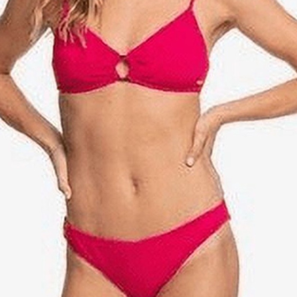 Roxy Red  Textured Bikini 2 Piece Set Size Small (Top) Size Medium (Bottoms)